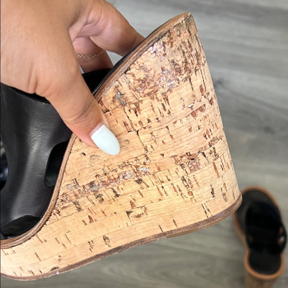 Veronique Branquinho Black Leather Cork Mules - Picture 4 of 8